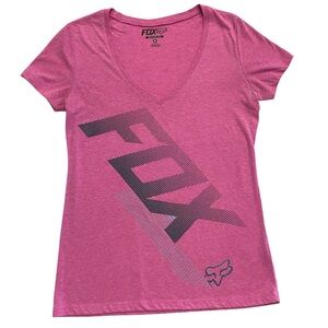 Fox Racing Pink V Neck Short Sleeve Graphic T Shirt Womens Size Small S